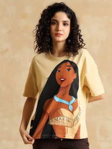 Women Printed Drop-Shoulder Sleeves T-shirt