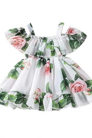 Buy & Try by Dharmikaay Girl's Lycra Floral Printed Frock Dress for Girls Short Frock Baby Princess Western Dresses| Stylish Fancy Kids Clothing for New Year, Fashion.