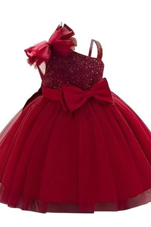 Niren Enterprise Barbet Sequence Embroidered Net Flaired Sleeve Less Baby Knee Length Girl's Frock
