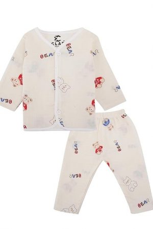 CLAP Unisex Baby 100% Muslin Full Sleeves Night Suit