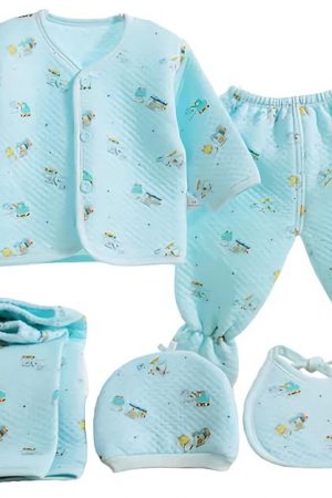 First Kick Presents New Born Baby Summer Wear Baby Clothes 5Pcs Sets 100% Cotton Baby Boys Girls Unisex Baby Cotton/Summer Suit Infant Clothes First Gift for New Born Baby